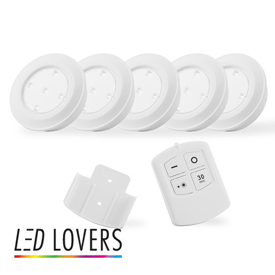 doel financieel vaak Led Lovers - 5 of 10 draadloze LED-Spots - Afstandsbediening - Touch -  Webshop-outlet.nl | Aanbiedingen tegen OUTLET prijzen!