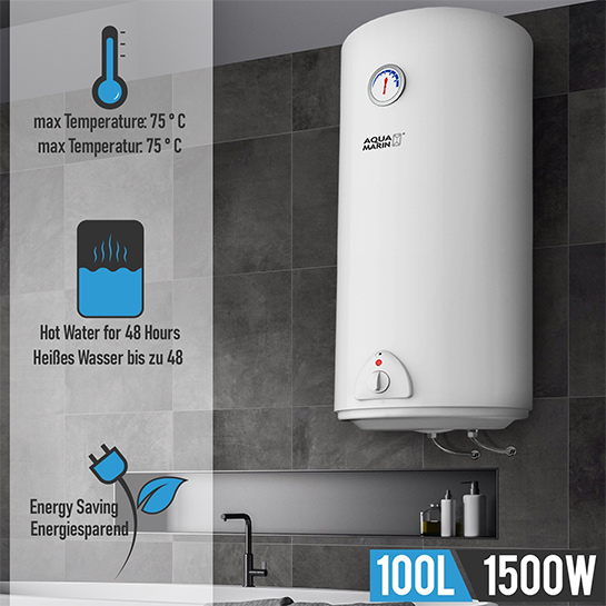 Chauffe-eau électrique - Thermomètre - 1500W - 100L - Chauffe-eau