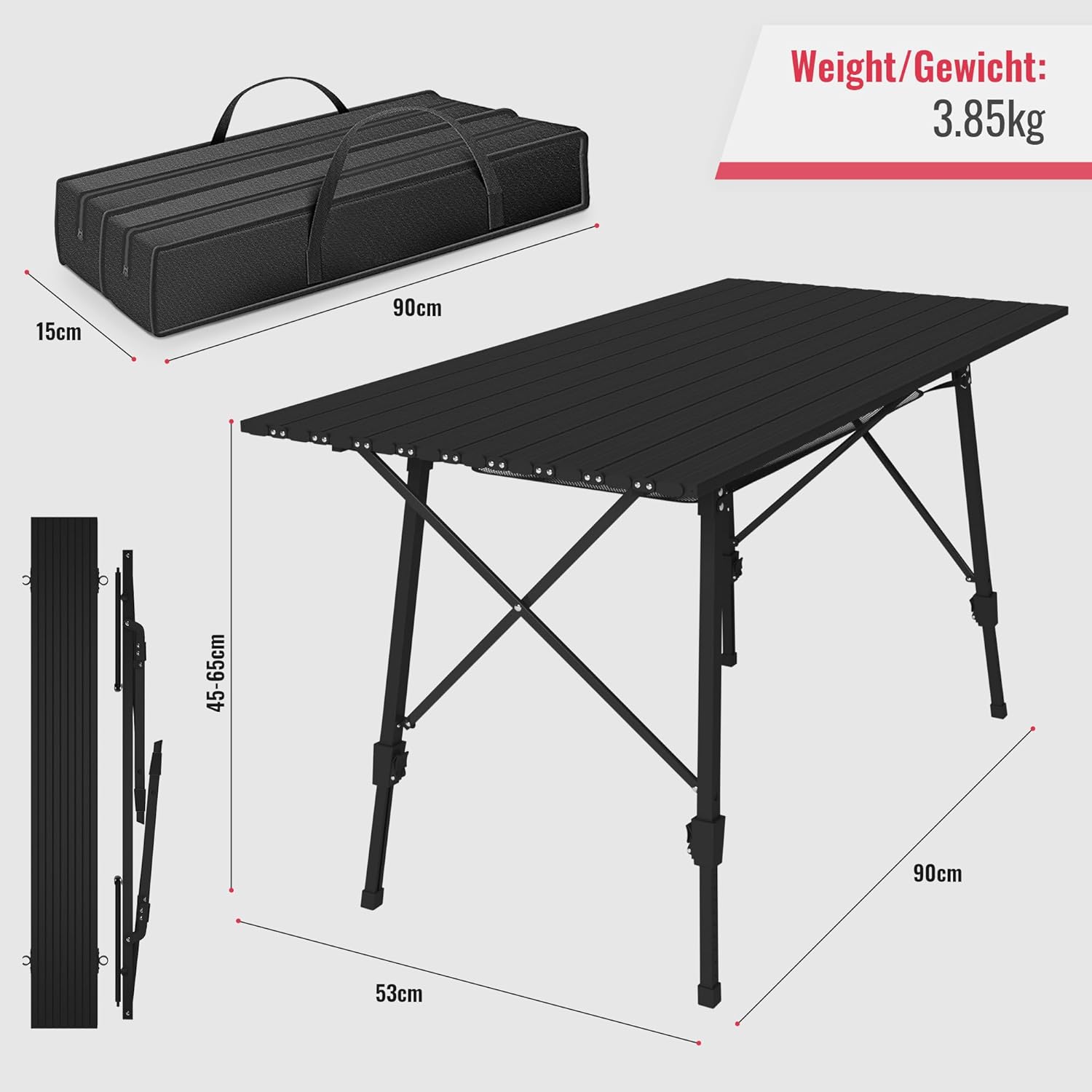  Juego de mesa plegable de camping y 2 sillas resistentes, mesa  de metal ligero para patio con amplio escritorio de aleación de aluminio,  juego de sillas de escritorio con fuerte carga