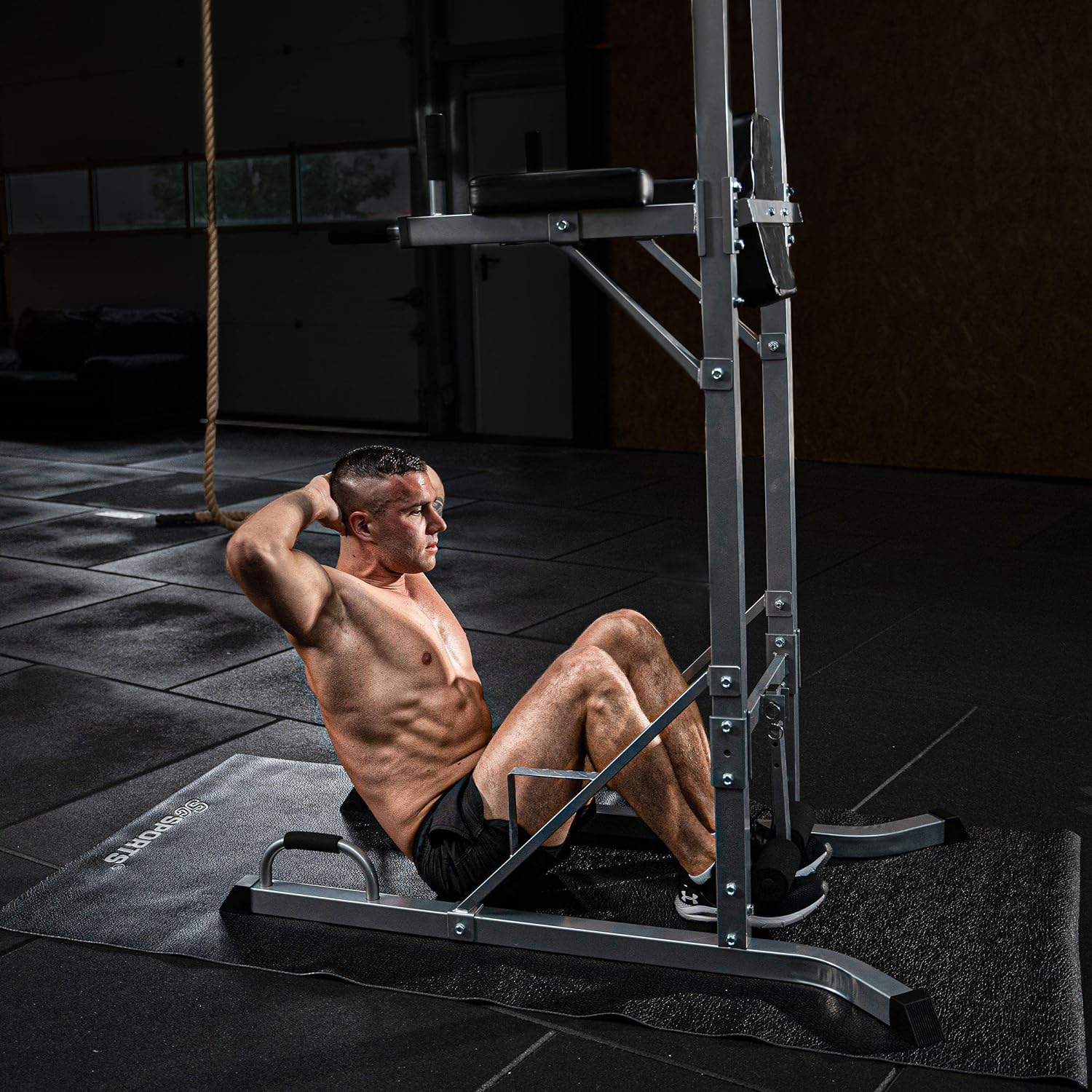 ScSPORTS® - Equipamento multifuncional de ginástica - Dip Station - Barra  pull-up - Treinador muscular abdominal 