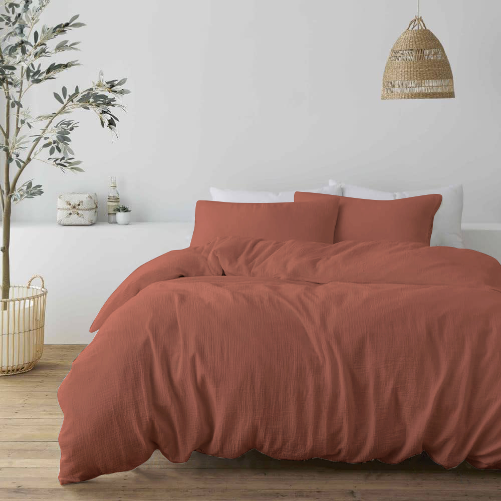 100% Cotton Muslin - Duvet cover set - Nude - Webshop-outlet.nl | Offers at  OUTLET prices!