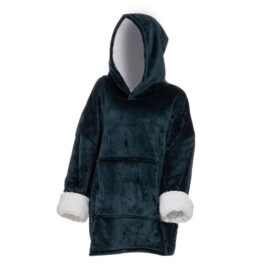 Hoodie Plaid Deken Met Mouwen Blauw