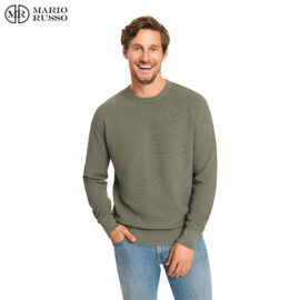 Mario Russo Waffle Pullover Agave1