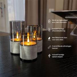 Flinq Led Stone Look Glass Candles4