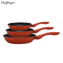 Cheffinger 3 Delige Koekenpannenset Rood