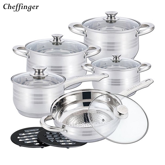 Cheffinger Rvs 12 Delige Pannenset