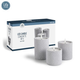 Lifa Living Led Kaars Set 3 Cementen Houders