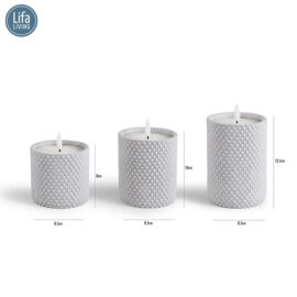 Lifa Living Led Kaars Set 3 Cementen Houders3