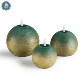 Lifa Living Led Kaars Set 3 Groen Met Goud1