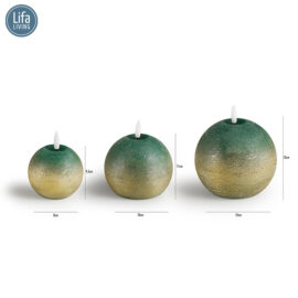 Lifa Living Led Kaars Set 3 Groen Met Goud3