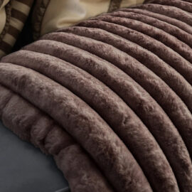 Primaviera Rib Rabbit Fur Plaid Taupe1